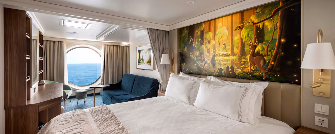 Oceanview Stateroom on the Disney Wish (note that staterooms vary by ship and location)