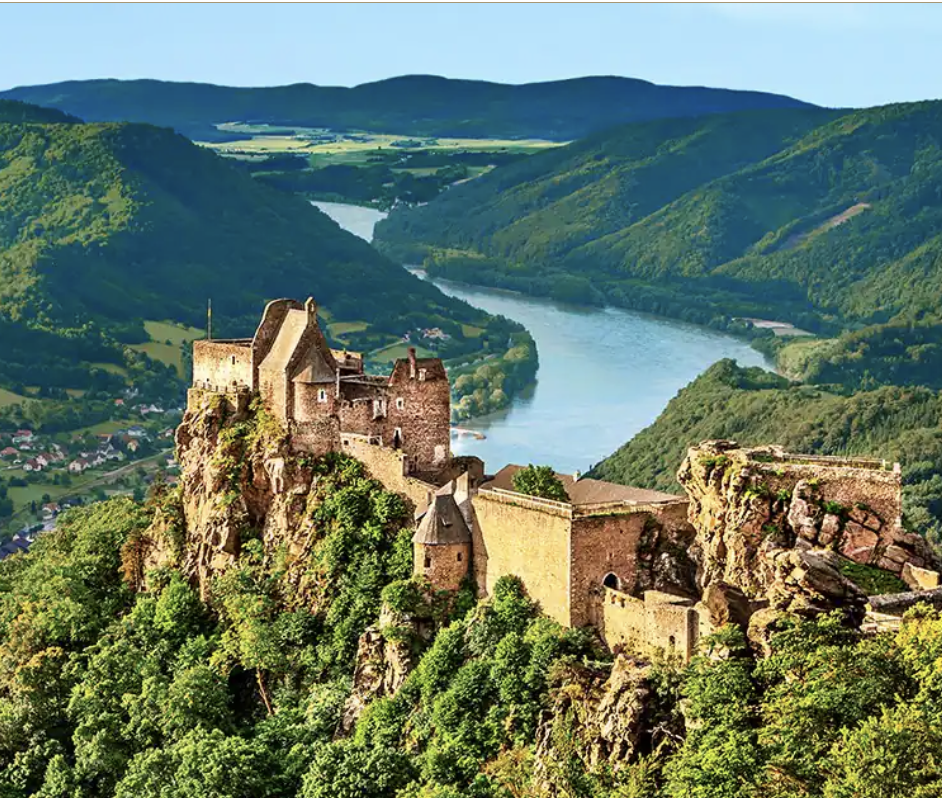 Aggstein Castle overlooking the Danube River in the Wachau Valley..png